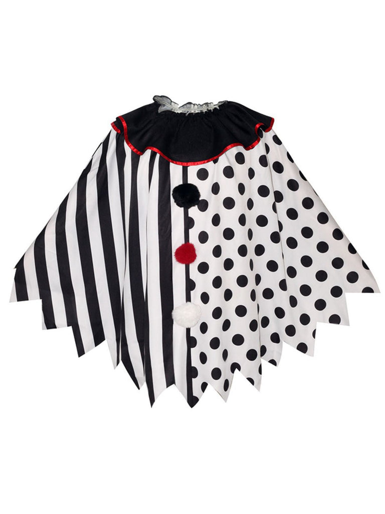 Mantello da clown horror Halloween in bianco e nero anni '50