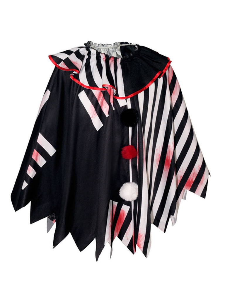 Mantello da clown horror Halloween in bianco e nero anni '50