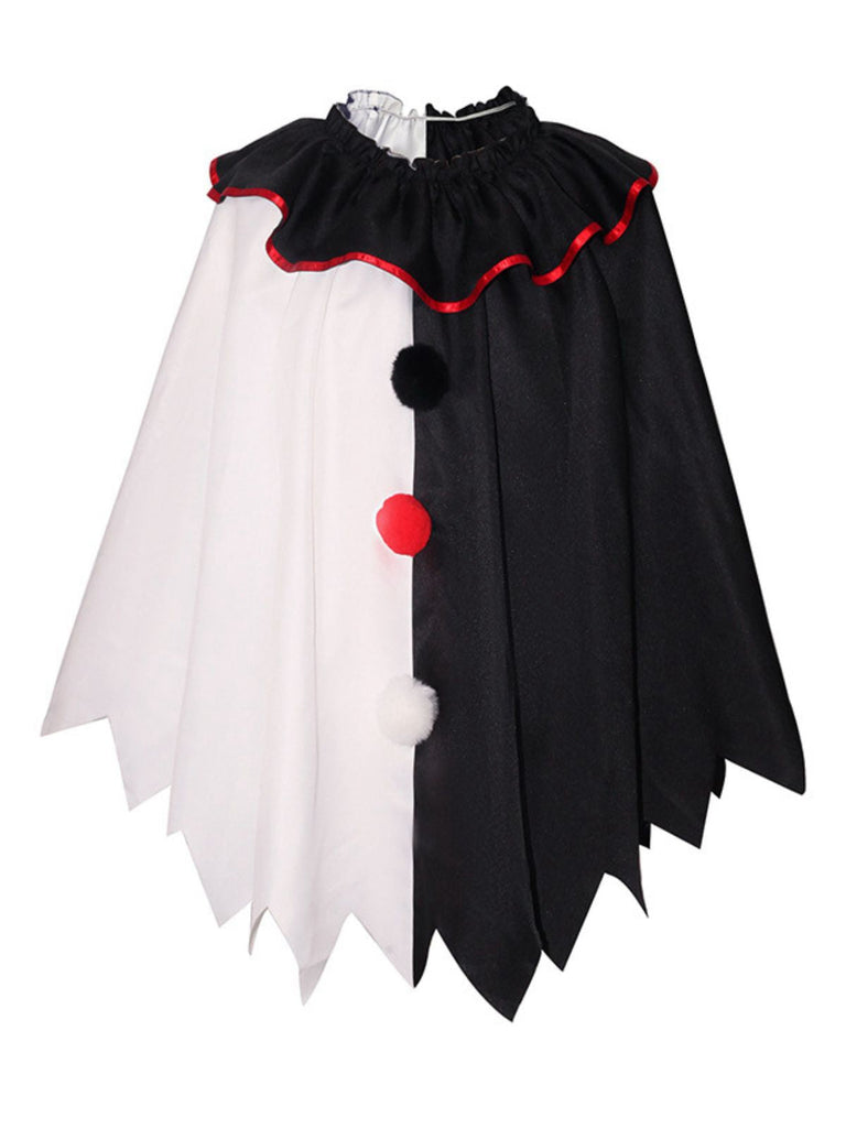 Mantello da clown horror Halloween in bianco e nero anni '50