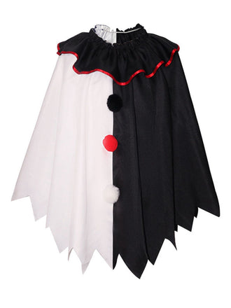 Mantello da clown horror Halloween in bianco e nero anni '50