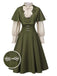 [Prevendita] 2PCS Abito vittoriano con fiocco e mantello verde anni '50