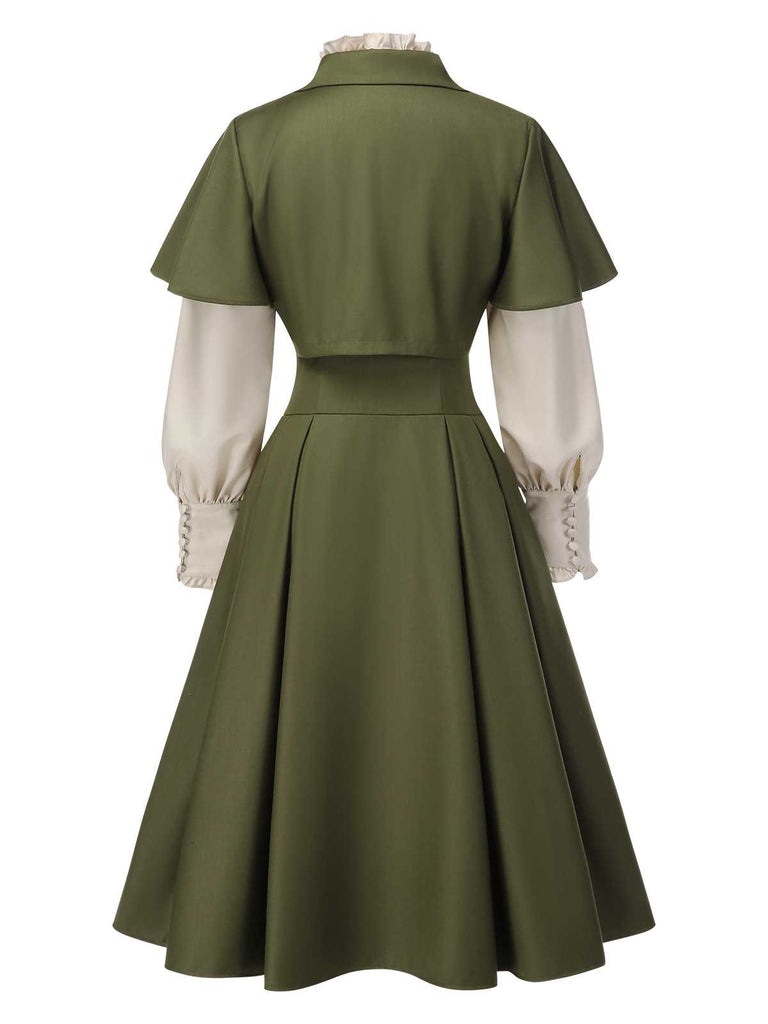 [Prevendita] 2PCS Abito vittoriano con fiocco e mantello verde anni '50
