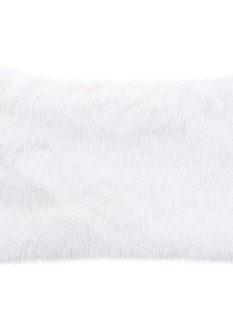 [Prevendita] Scialle con pompon in pelliccia sintetica bianco anni '70