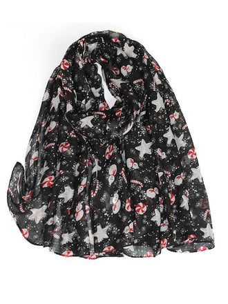 Sciarpa di seta stampata con cartoni animati natalizi vintage