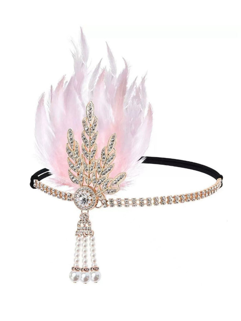 Cerchietto da ballo con piume e strass in stile Gatsby anni '20