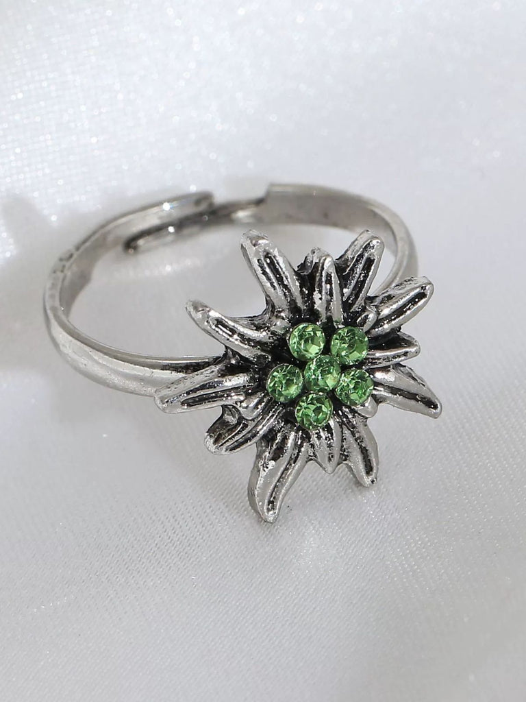 Accessori Bianco Vintage Edelweiss con Strass Ring 5