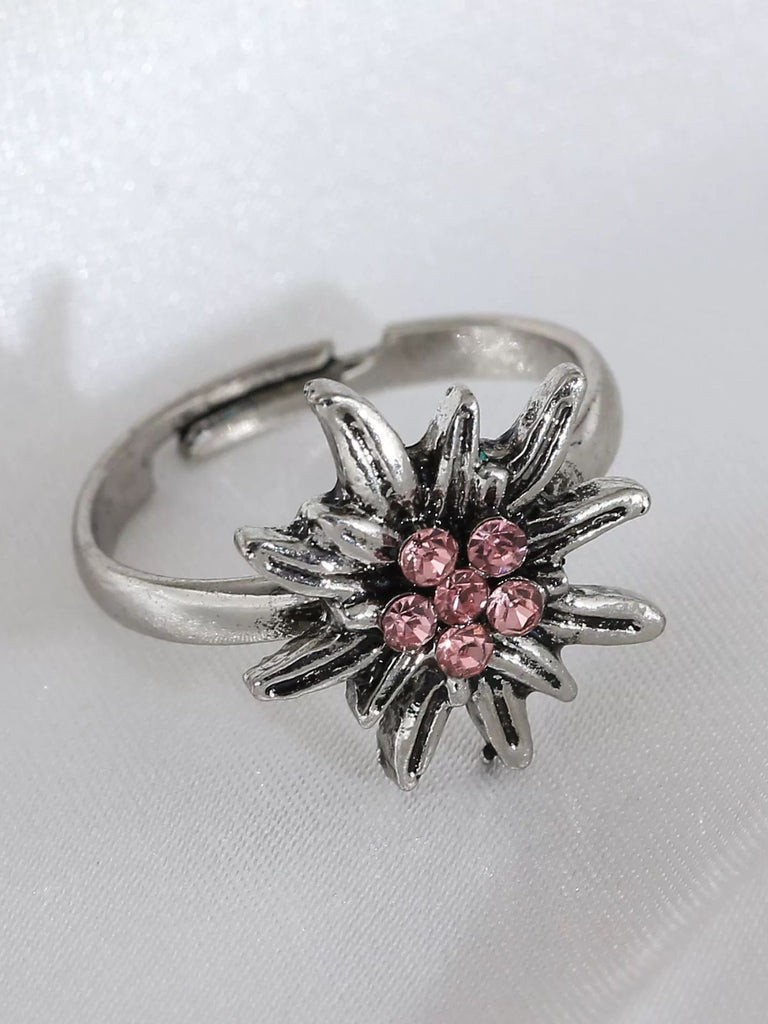 Accessori Bianco Vintage Edelweiss con Strass Ring 2
