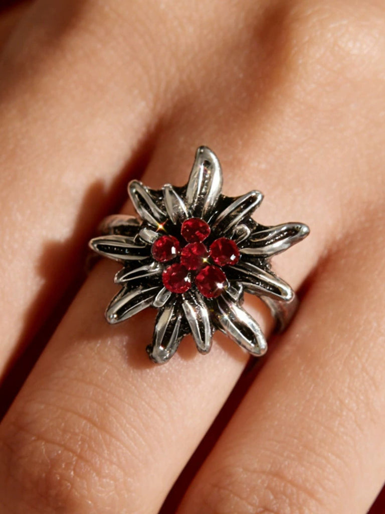 Accessori Bianco Vintage Edelweiss con Strass Ring 4