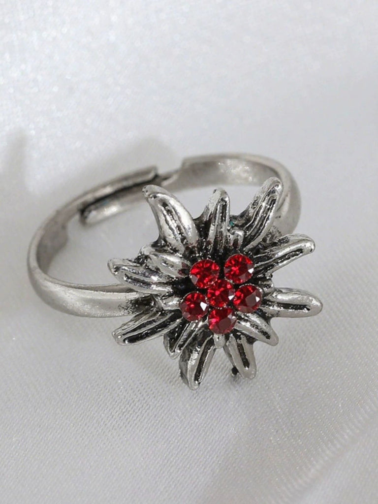 Accessori Bianco Vintage Edelweiss con Strass Ring 3