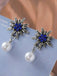 Orecchini Bianco Vintage Edelweiss Flower con Perle con Strass Pendenti 2