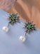 Orecchini Bianco Vintage Edelweiss Flower con Perle con Strass Pendenti 5