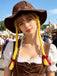 Accessori Marrone Vintage Embroidered Flower Yellow Braided Hat