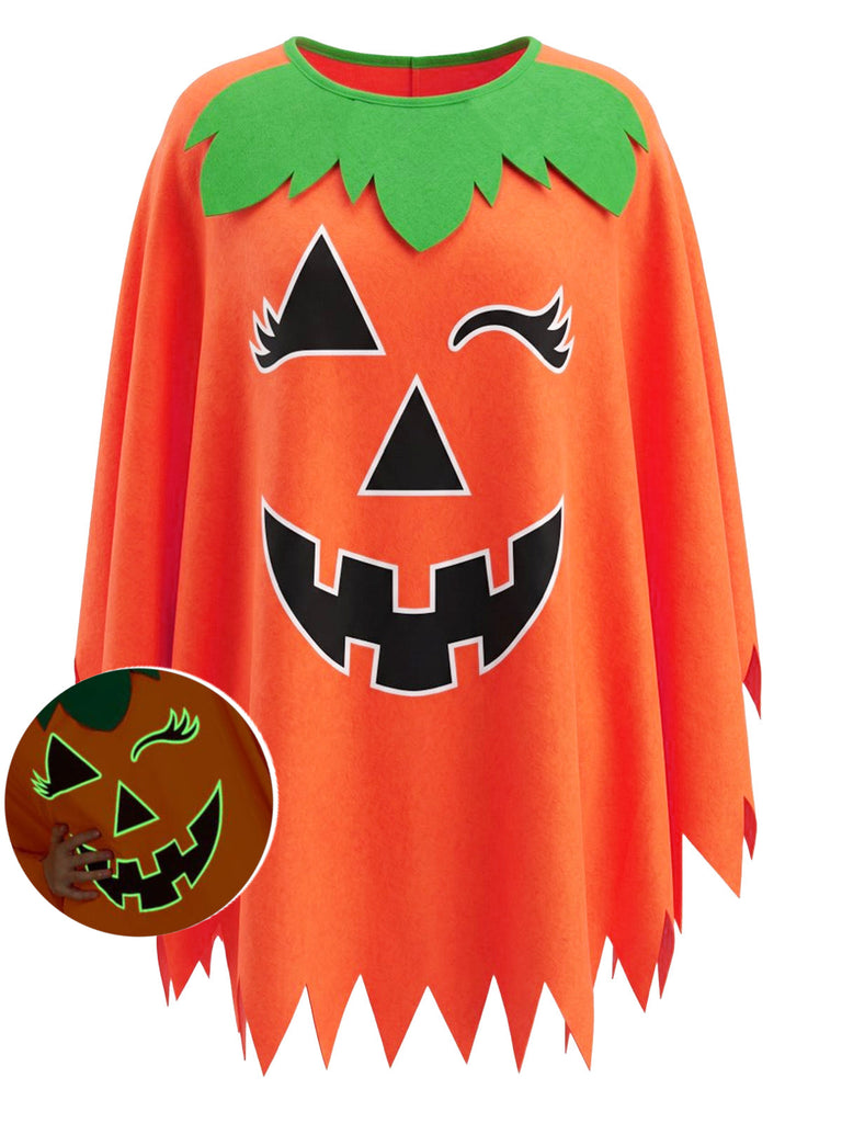 Set Mantella e Fascia Arancione Anni '40 di Halloween con Zucca Fosforescente