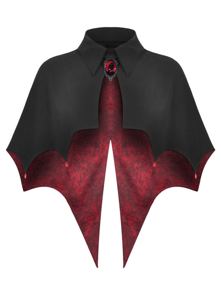 Mantella Nero Anni '50 Halloween Batwing High-low con Gem Necklace