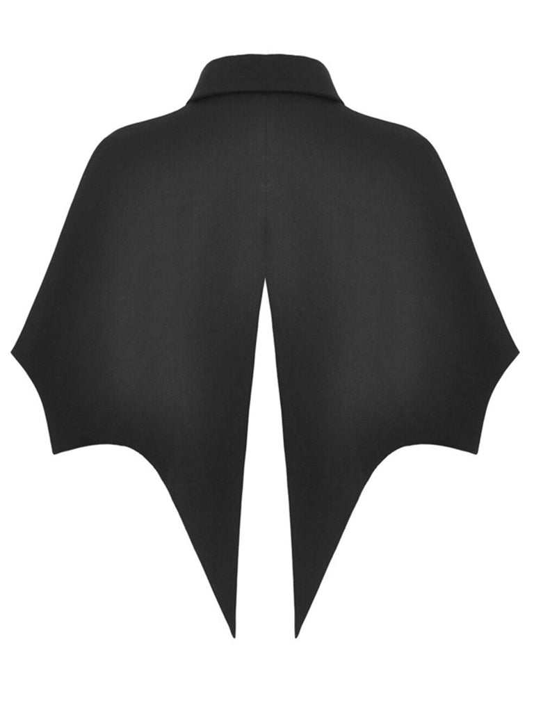 Mantella Nero Anni '50 Halloween Batwing High-low con Gem Necklace 2
