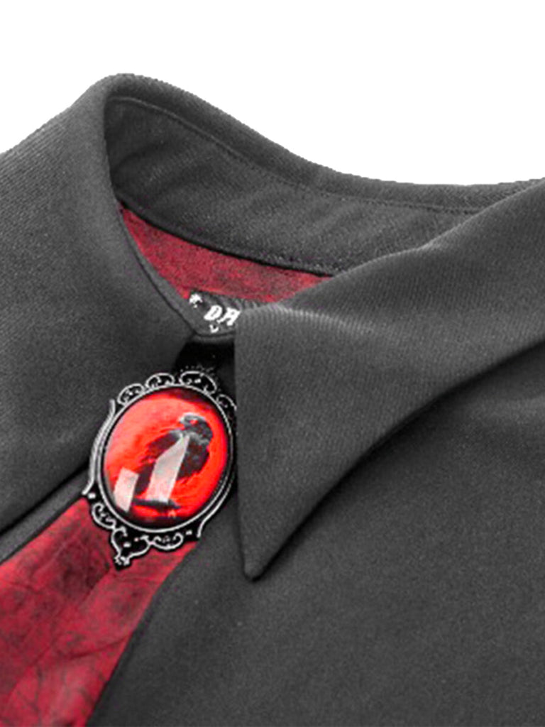 Mantella Nero Anni '50 Halloween Batwing High-low con Gem Necklace 3