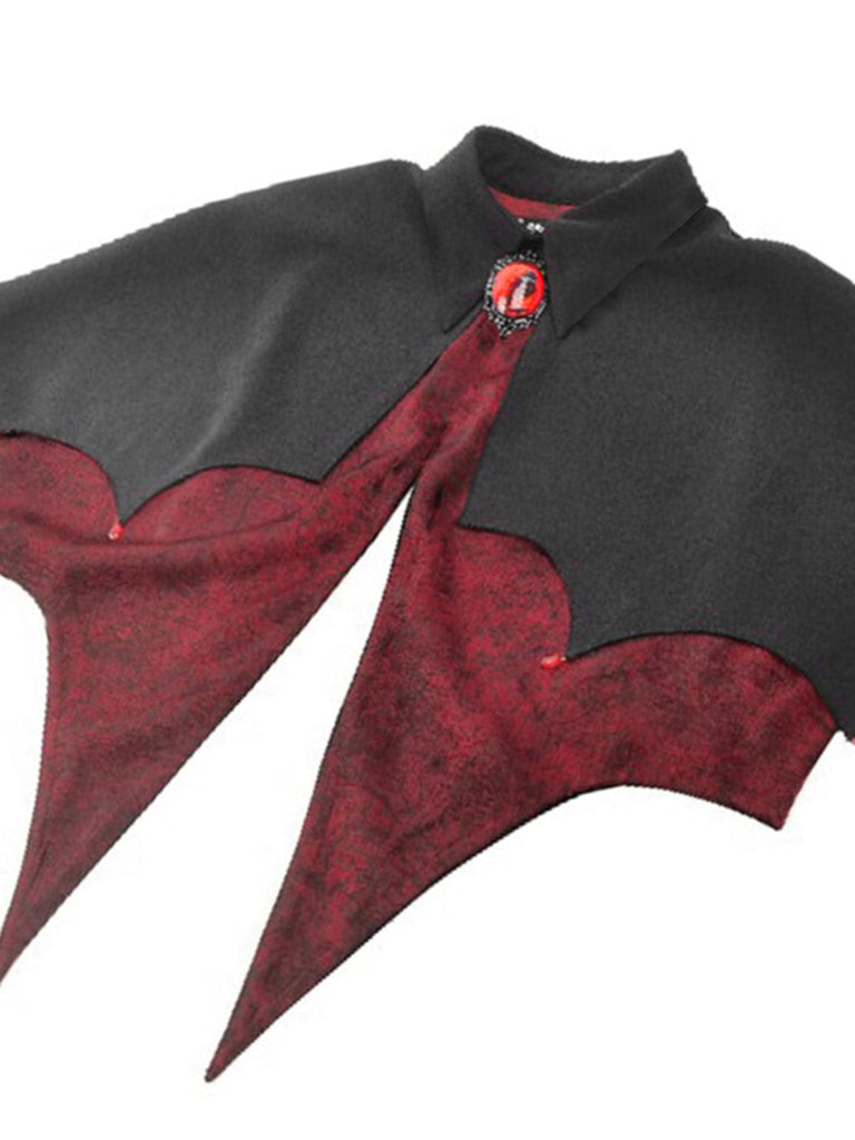 Mantella Nero Anni '50 Halloween Batwing High-low con Gem Necklace 5