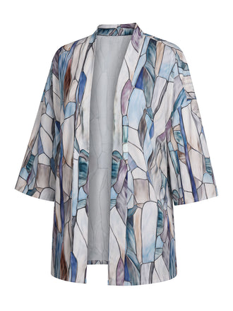 [Prevendita] Cardigan Kimono Multicolore Anni '70 con Stampa Geometrica Effetto Vetrata e Apertura Frontale 2
