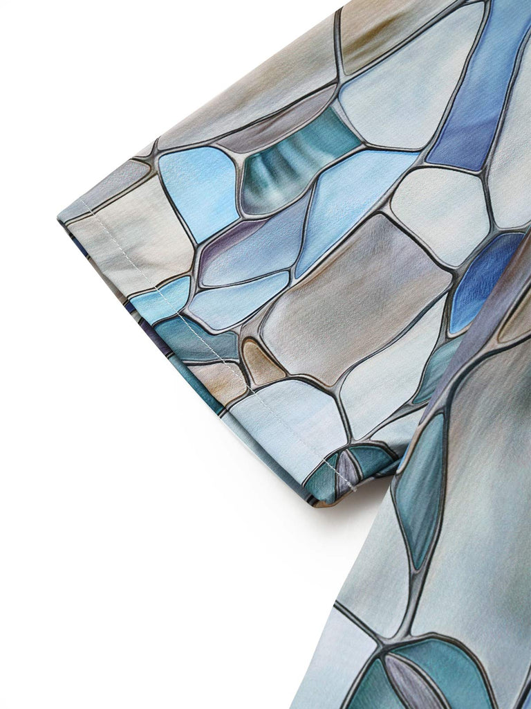 [Prevendita] Cardigan Kimono Multicolore Anni '70 con Stampa Geometrica Effetto Vetrata e Apertura Frontale 5