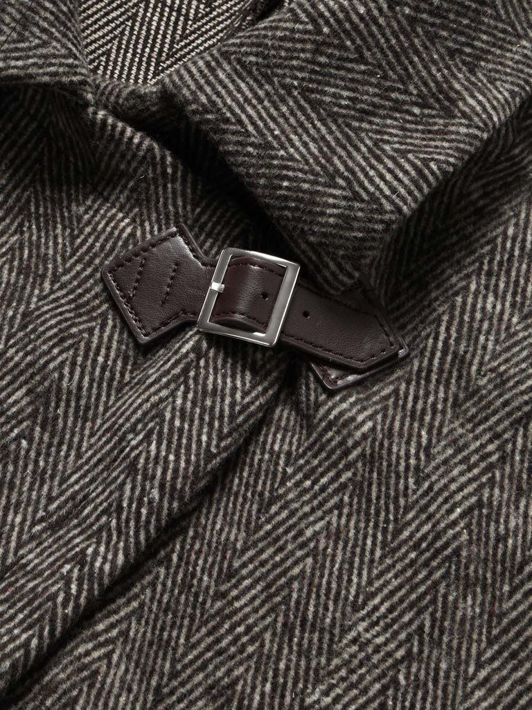 [Prevendita] Giacca marrone in maglia effetto lana con revers e orlo sfrangiato Anni '70