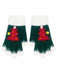 Guanti Natalizi in Maglia Senza Dita con Albero di Natale e Pompon