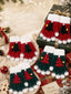 Guanti Natalizi in Maglia Senza Dita con Albero di Natale e Pompon