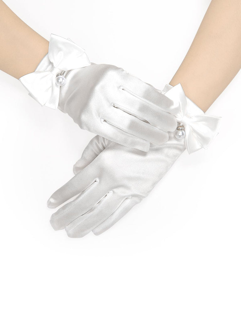 Guanti squisiti con fiocco di perle vintage