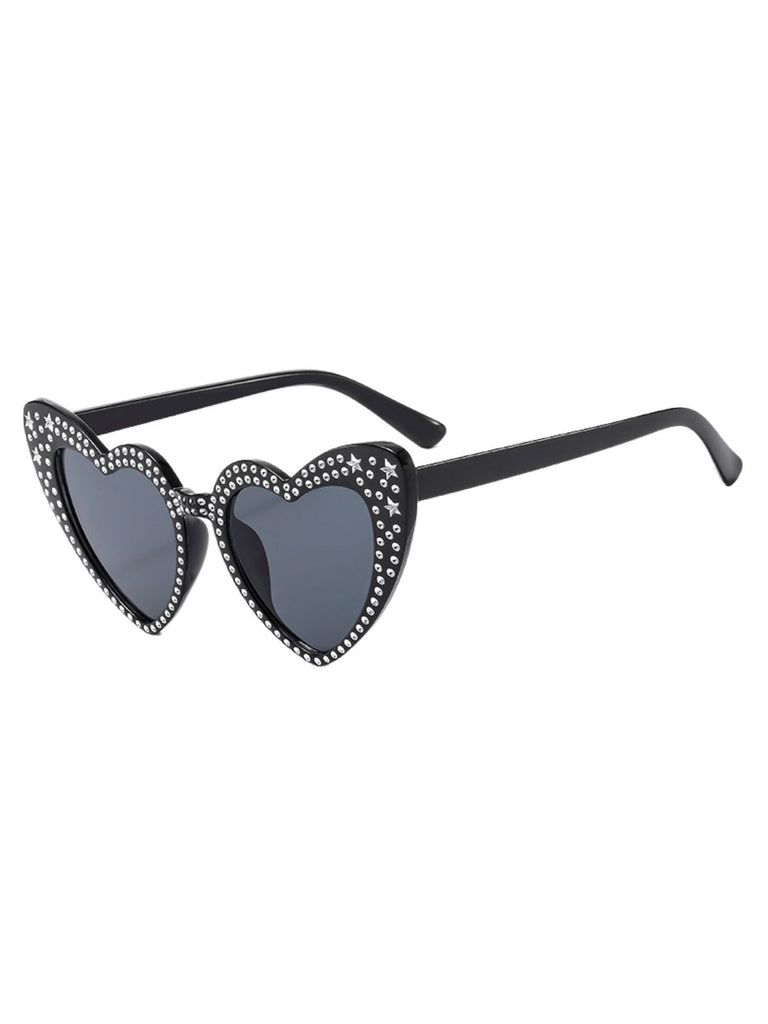 Occhiali da sole con montatura a cuore in strass