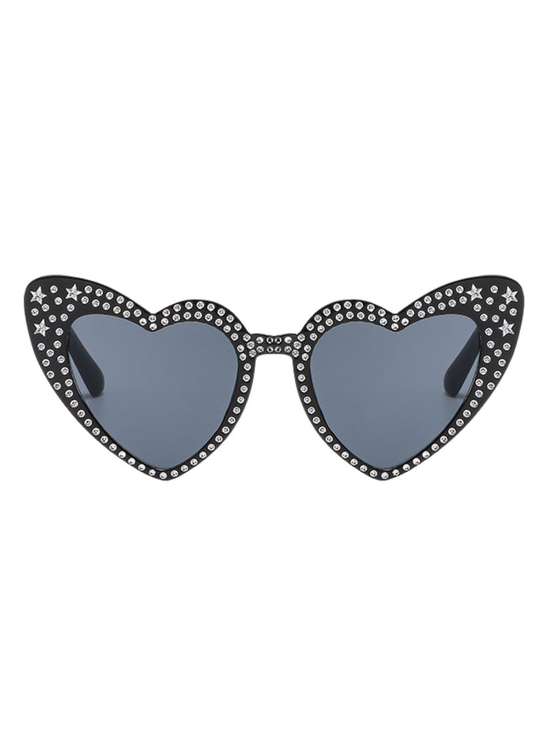 Occhiali da sole con montatura a cuore in strass