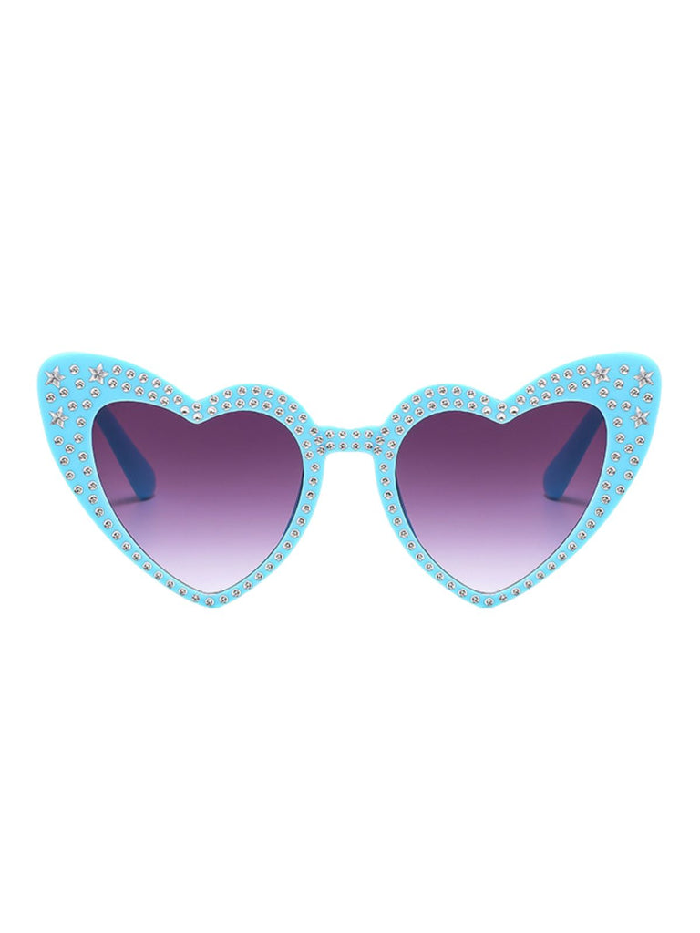 Occhiali da sole con montatura a cuore in strass