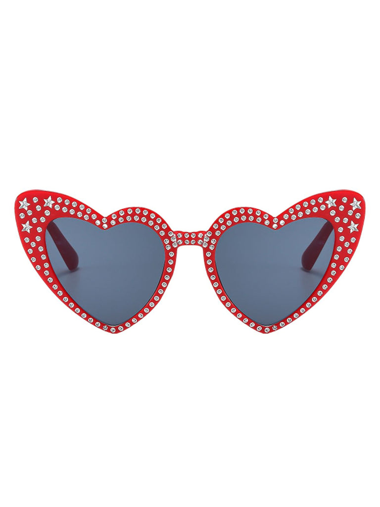 Occhiali da sole con montatura a cuore in strass