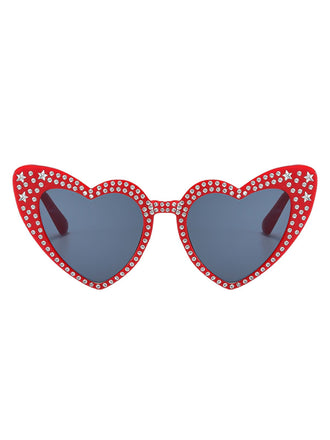Occhiali da sole con montatura a cuore in strass