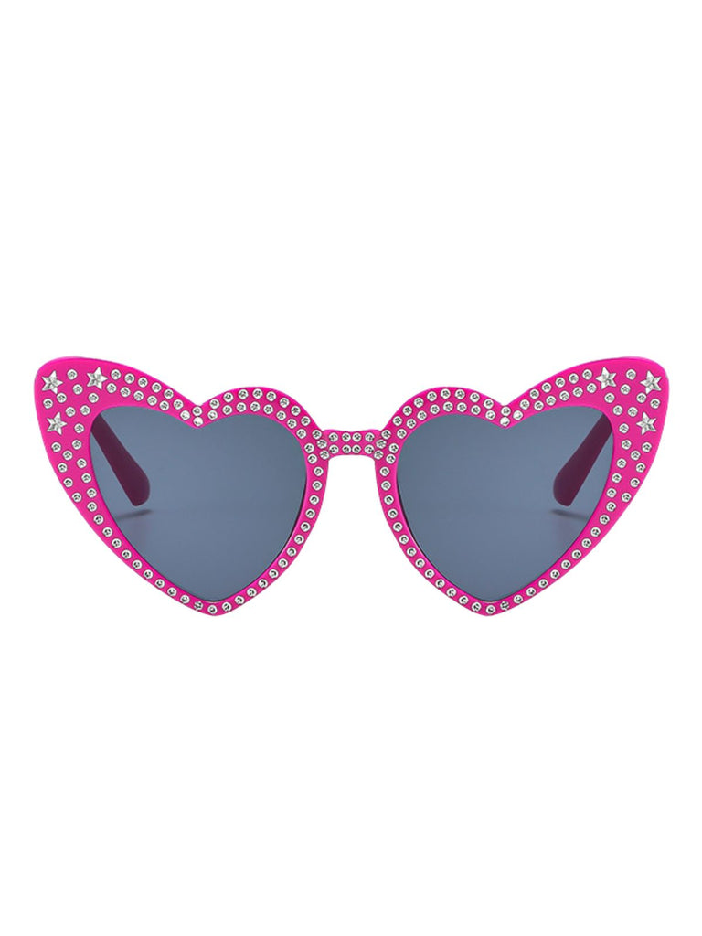 Occhiali da sole con montatura a cuore in strass