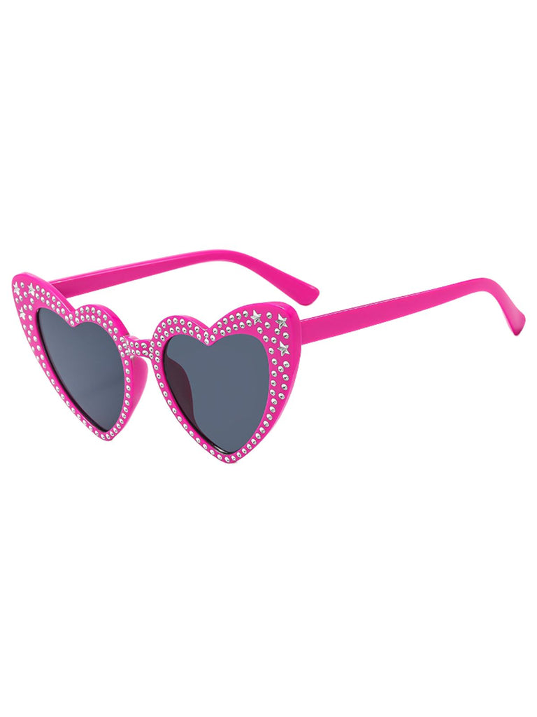 Occhiali da sole con montatura a cuore in strass