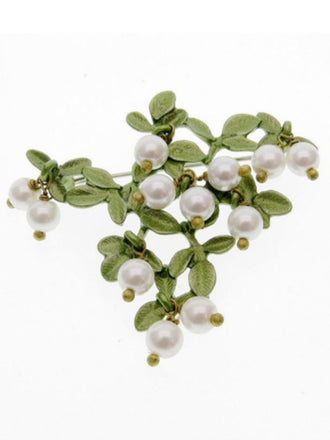 Spilla vintage fatta a mano con perle di mirtillo rosso