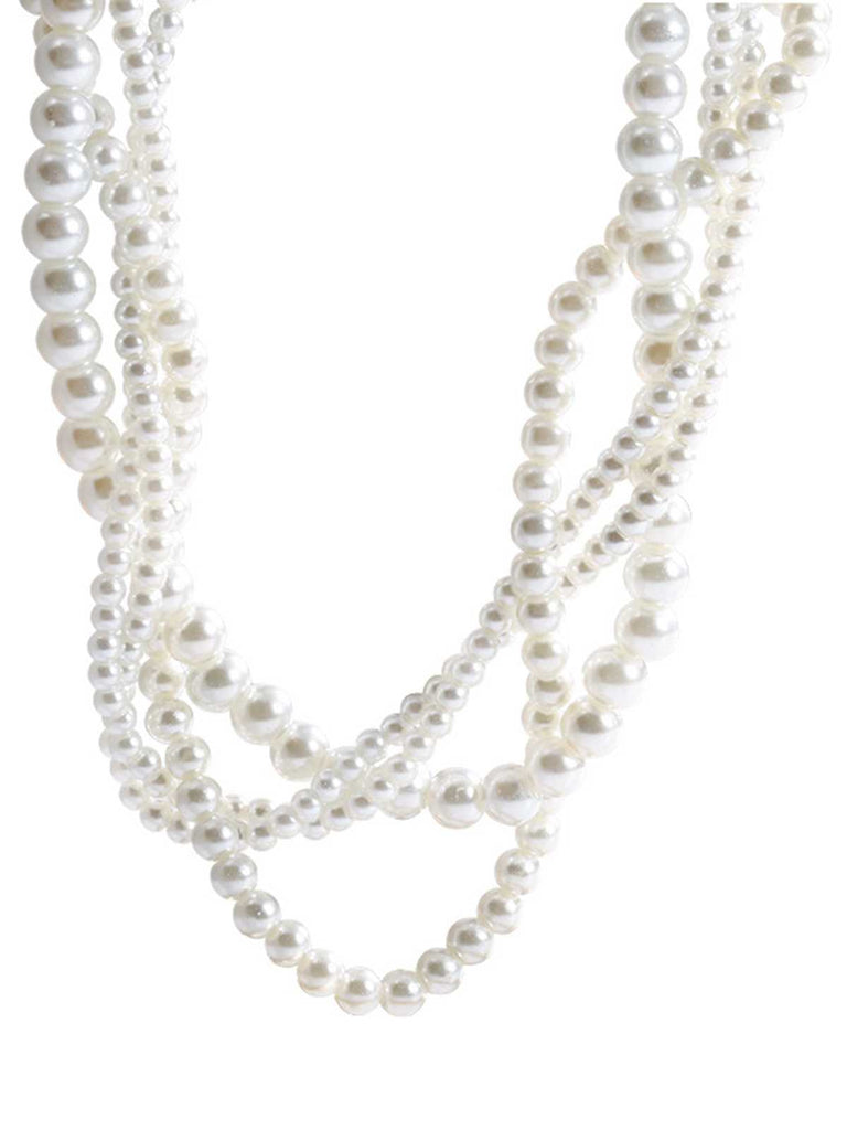 Collana con ciondolo di perle multistrato retrò