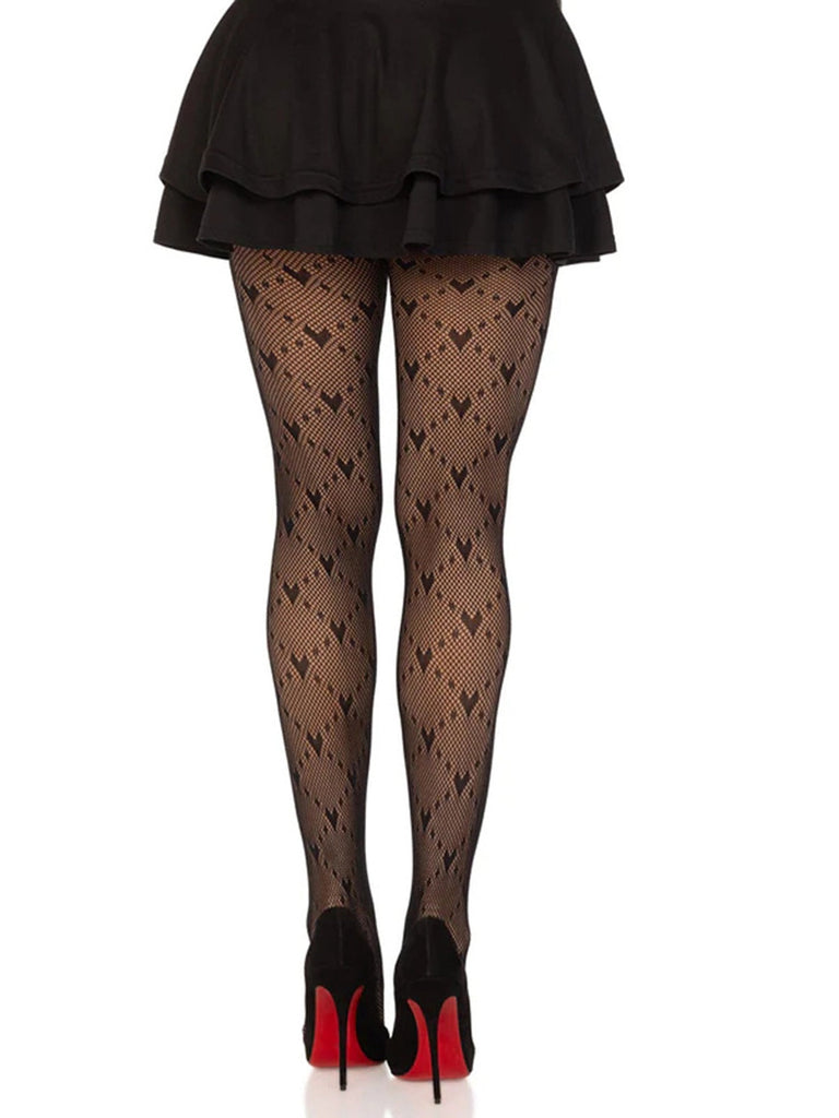 Calze collant con linee argyle a cuore retrò