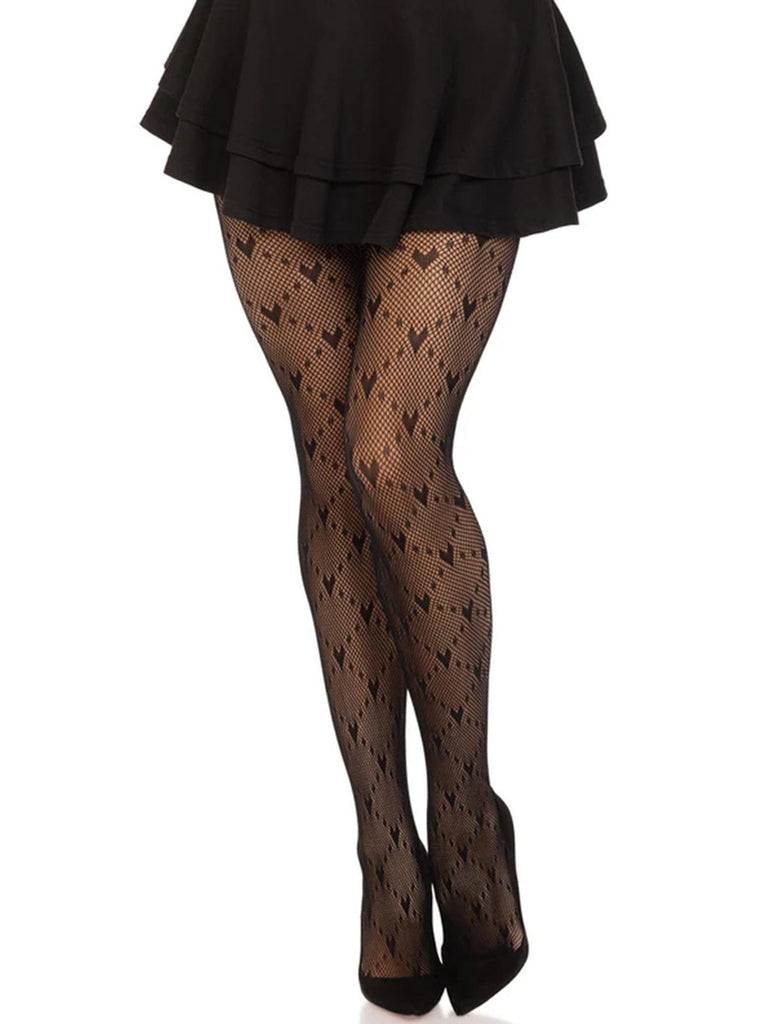 Calze collant con linee argyle a cuore retrò