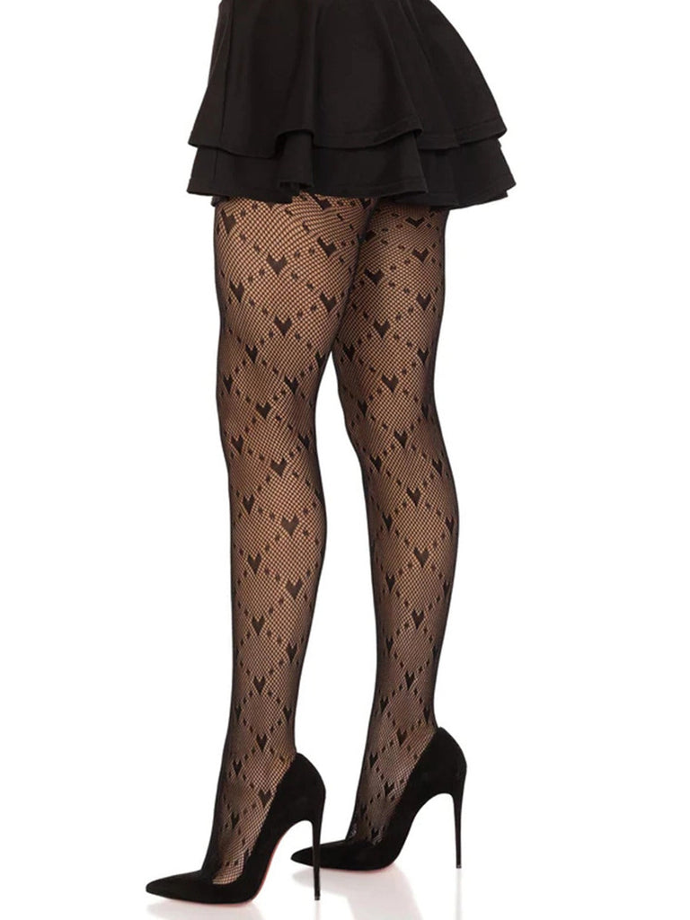 Calze collant con linee argyle a cuore retrò