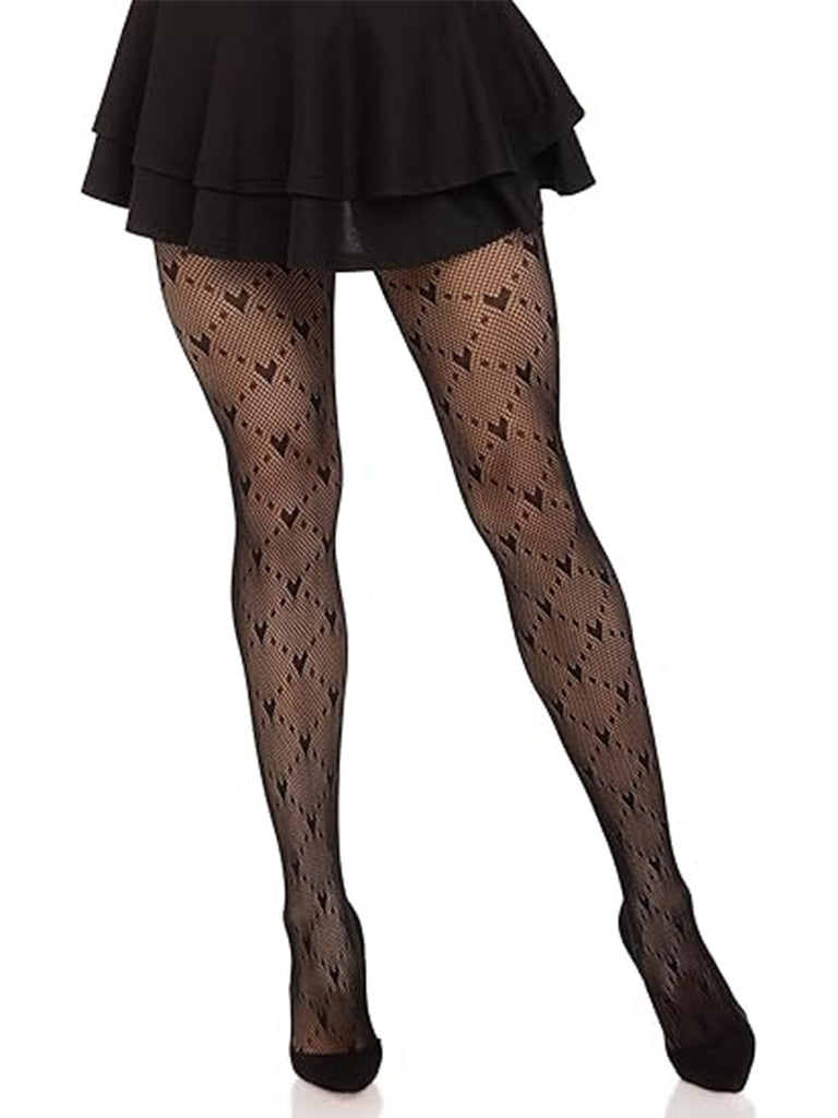 Calze collant con linee argyle a cuore retrò