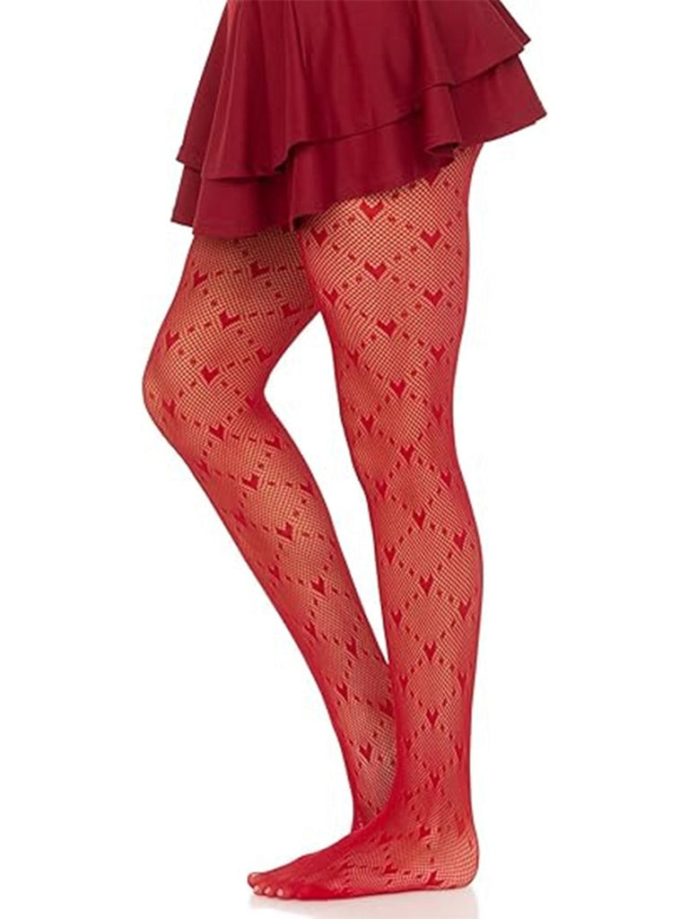 Calze collant con linee argyle a cuore retrò