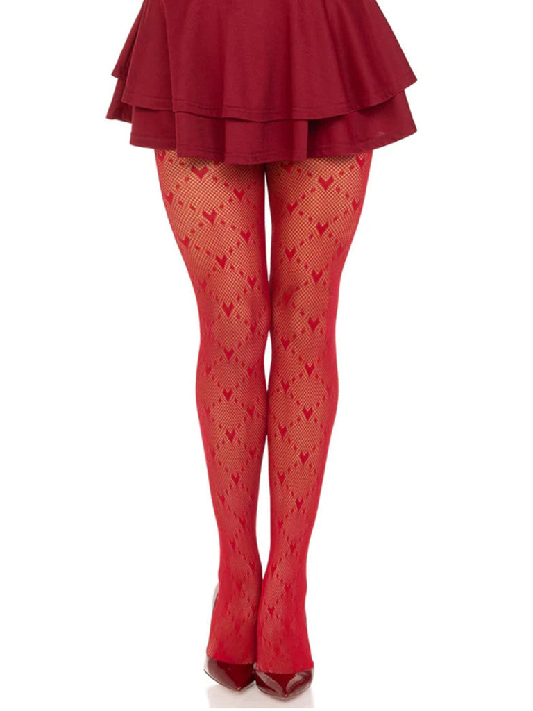 Calze collant con linee argyle a cuore retrò