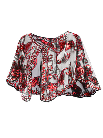 Mantella vintage in paillettes di anacardi degli anni '20