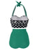 Bikini a pieghe scollo a V e pois anni '50