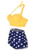 Bikini a pieghe scollo a V e pois anni '50