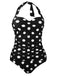 Costume da bagno intero scollo a V pois anni '50