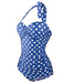 Costume da bagno intero scollo a V pois anni '50