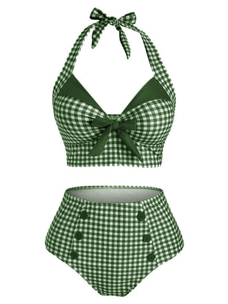 Bikini verde scollo a V fiocco anni '50