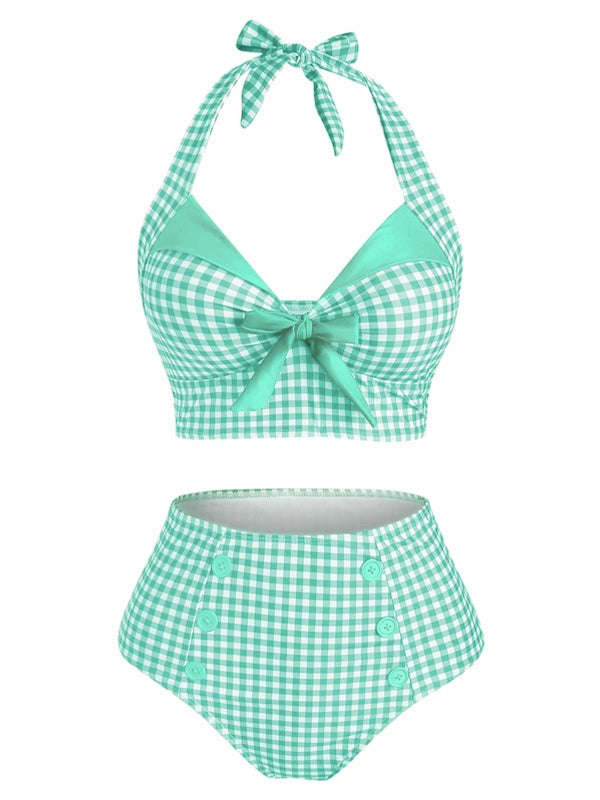 Bikini a triangolo rosso fiocco scollo a V anni '50
