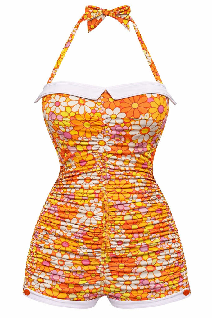 [Pre-Vendita] Costume Intero Rosa a Quadretti Halter con Fiocco Anni '50 2